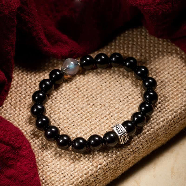 Armband 925 Silber Schwarzer Obsidian Chinesisches Tierkreis – Stärke