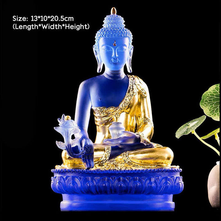 Buddha Statuen Medizin Liuli Kristall Medizin-Buddha Gold, Groß