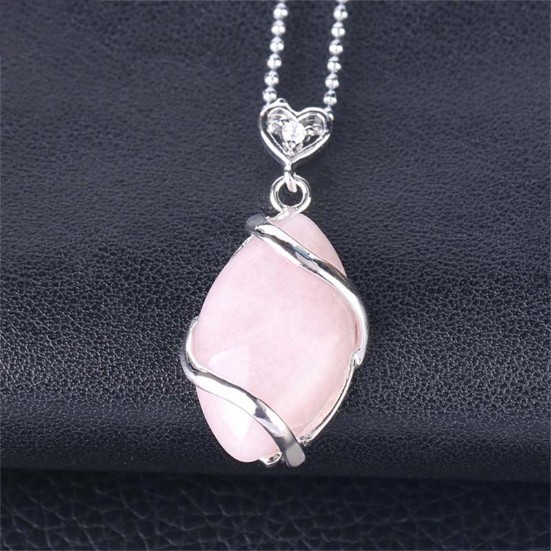 Roségold Kette Kristall Marquise Anhänger Naturstein elegant Schmuck
