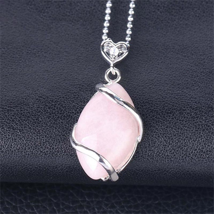 Roségold Kette Kristall Marquise Anhänger Naturstein elegant Schmuck