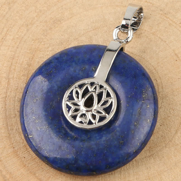 Lapislazuli Kette Lotus Anhänger Naturstein blau