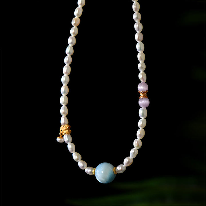 Halskette Perle Larimar – Aufrichtigkeit, Eleganz