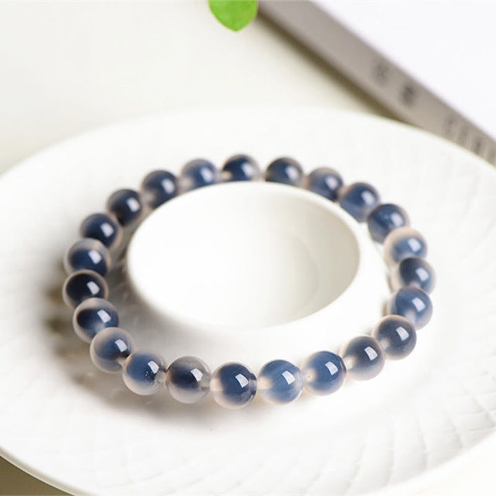 Achat Armband mit blauen Steinen Harmonie und Stärke elastisch