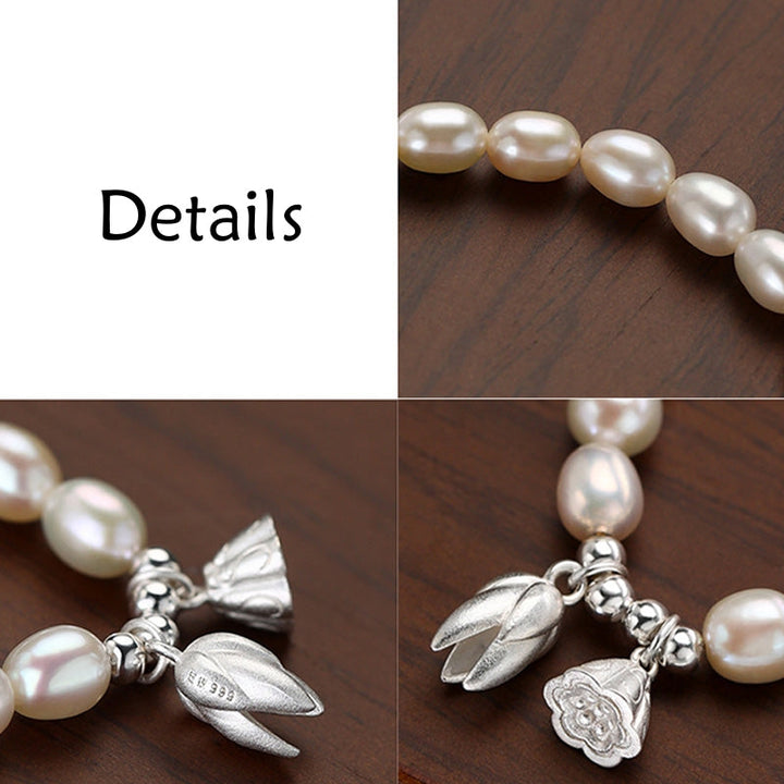 Armband 925 Silber Perle Lotus – Heilung