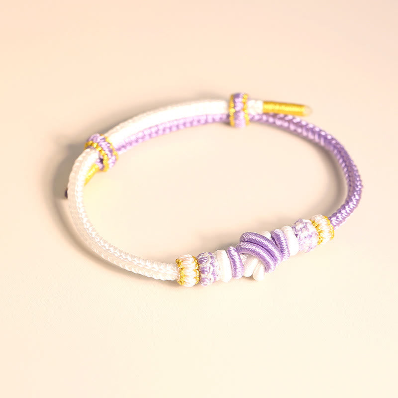Armband – Glück & Frieden lila weiß gold Perlen elastisch Handgelenk