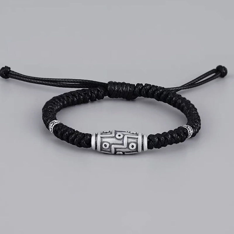 Schwarzes Armband 925 Silber mit gewebtem Segen Harmonie Design.