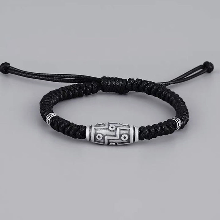 Schwarzes Armband 925 Silber mit gewebtem Segen Harmonie Design.