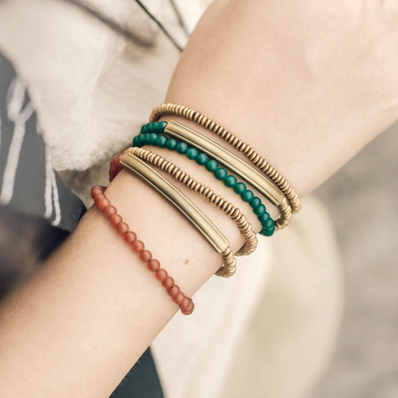 Armband Kupfer Achat – Schutz Naturstein elastisch am Handgelenk getragen