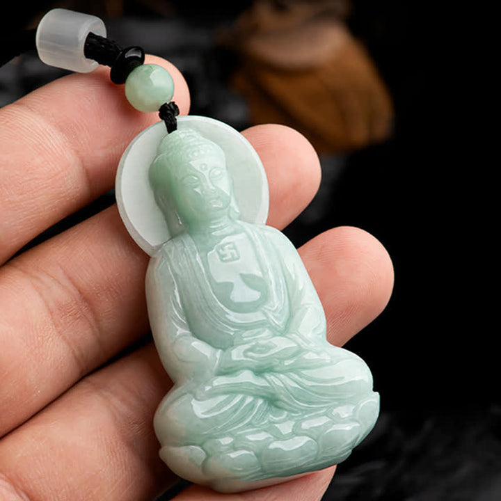 Anhänger Kette Jade Amitabha Buddha Mitgefühl grün
