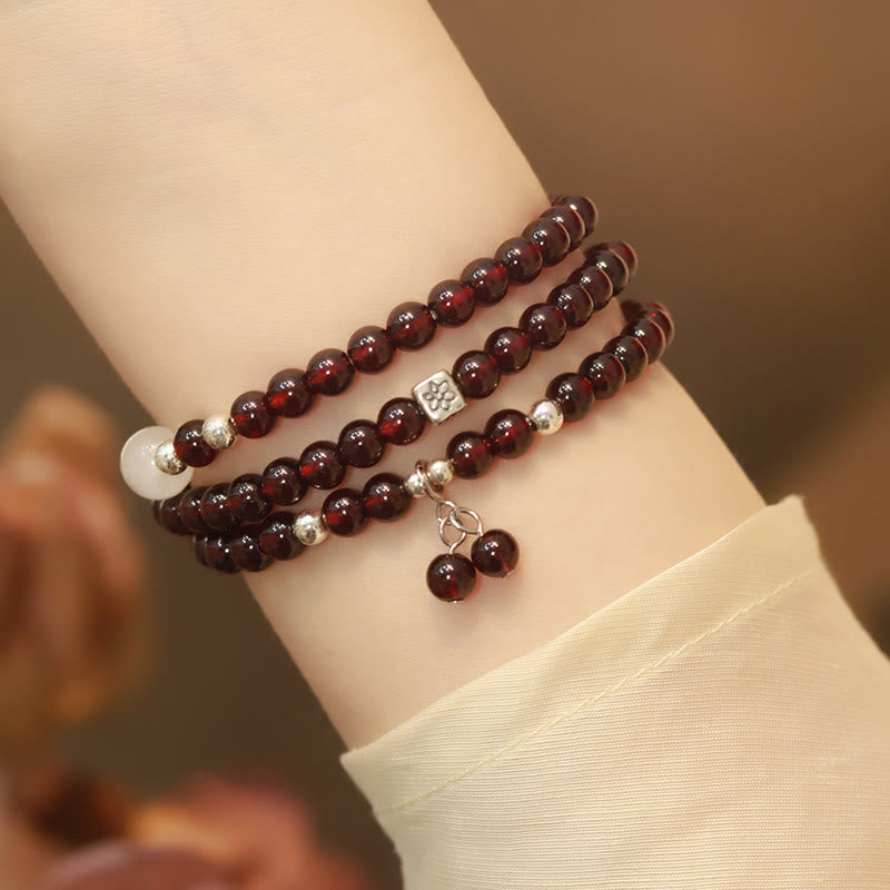 Armband 925 Silber Granat Katze – Schutz
