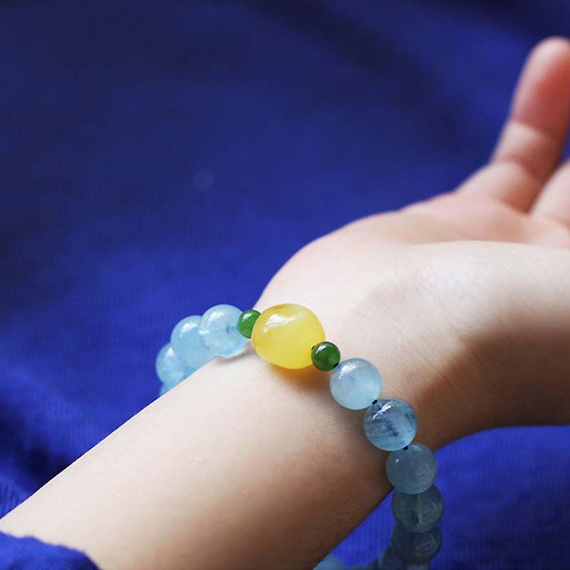 Armband Aquamarin – Heilung & Energie mit gelben und grünen Steinen