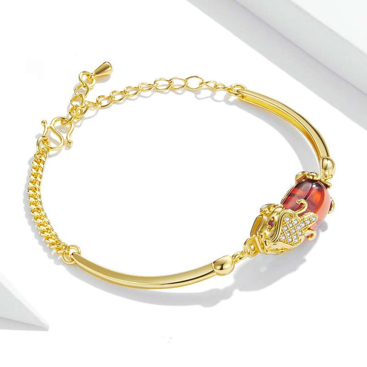Armband Roter Achat Pixiu Gold – Glück Wohlstand Eleganz