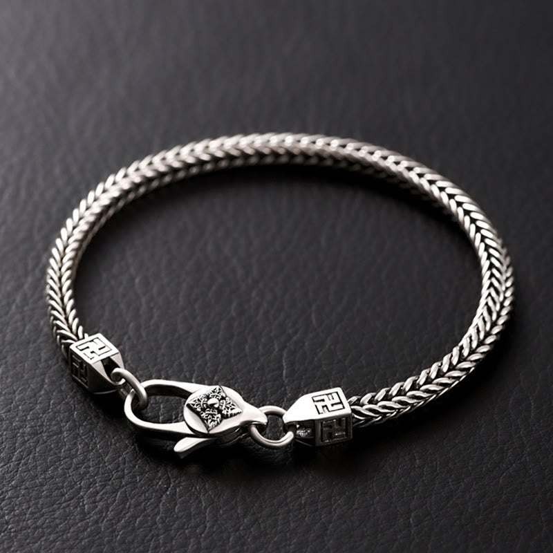 Silbernes Armband Tibet Doppel Dorje Vajra Swastika Verschluss Schmuck.