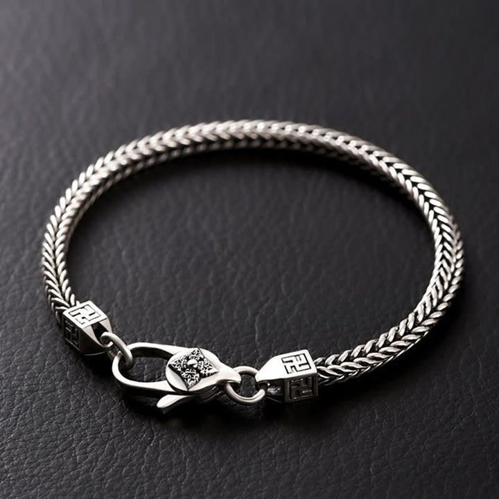 Silbernes Armband Tibet Doppel Dorje Vajra Swastika Verschluss Schmuck.