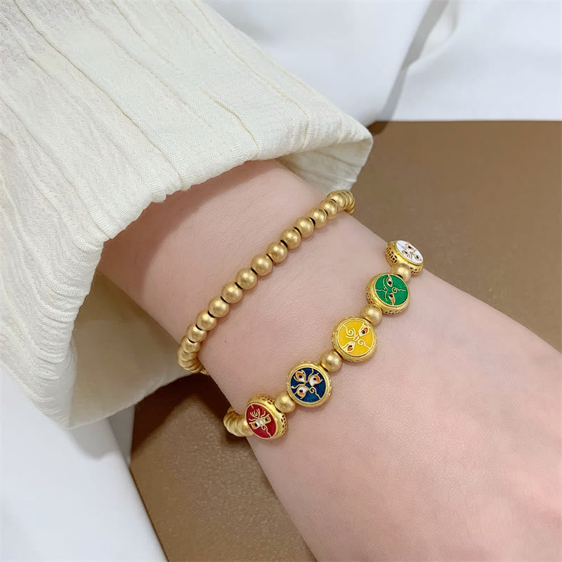 Armband Kupfer Glück Wohlstand Harmonie mit bunten Charms elegant getragen