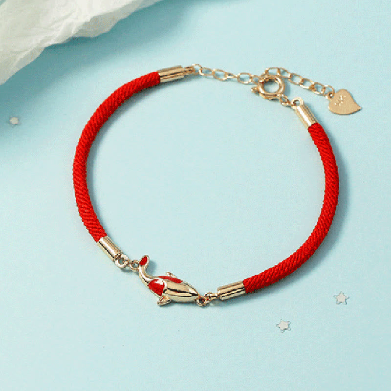 Rotes Armband Kupfer Koi Fisch Wohlstand Energie elegantes Design