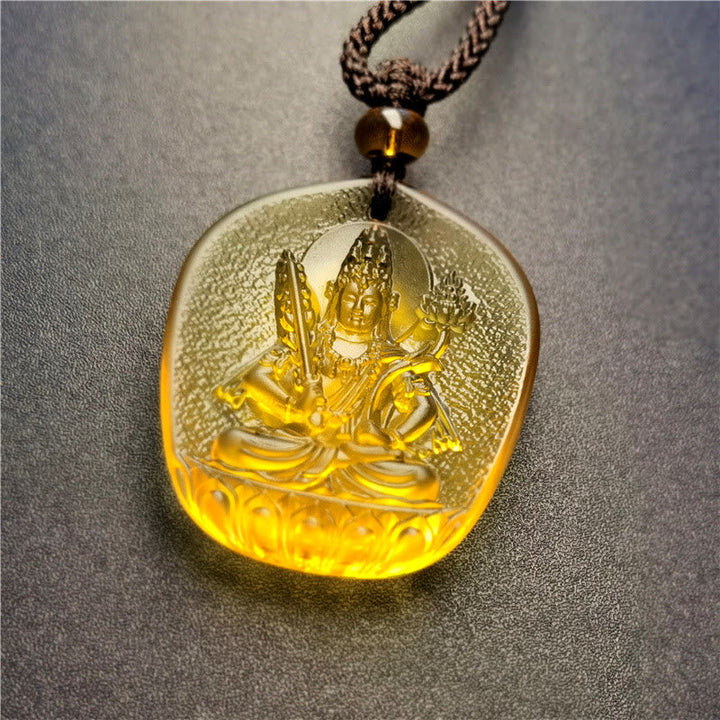 Anhänger Kette Liuli-Kristall Tierkreis-Buddha golden Lotussitz