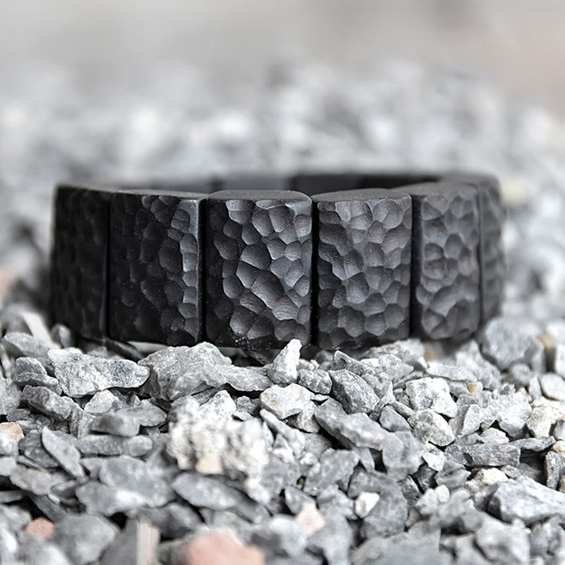 Armband Ebenholz Paar Frieden schwarze Perlen Naturstein Kieselsteine