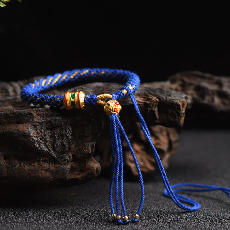 Blaues Tibet Gebet Rad Perlen Armband mit goldenen Perlen Glück