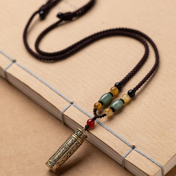 Anhänger Achat Om Mani Padme Hum Schutz Heilung Naturstein Kette