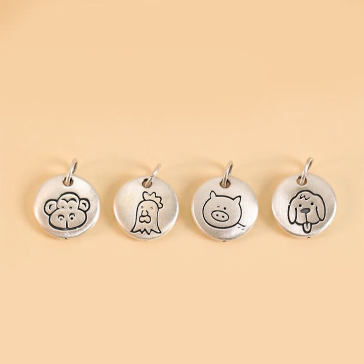 Vier Silber Tierkreis Anhänger Armband 925 Silber Chinesisches Tierkreis Glück Harmonie