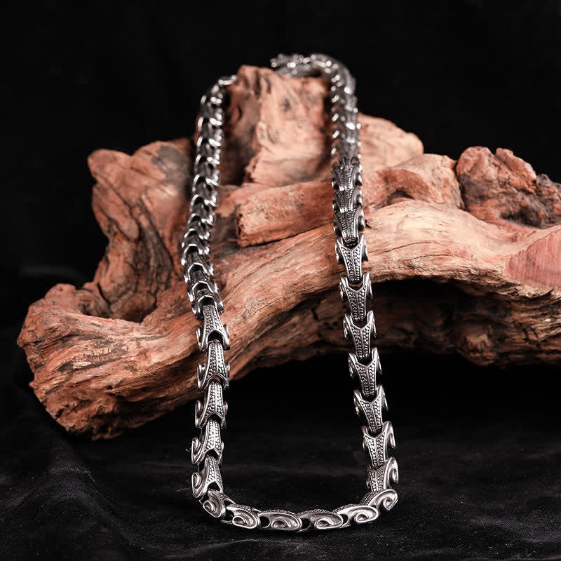 Anhänger Kette Titanium Drachen Schutz Silber