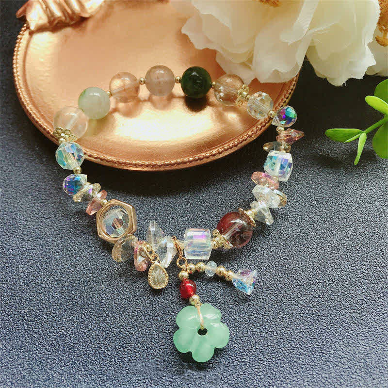 Armband Grüner Aventurin – Glück mit bunten Kristallperlen Flachansicht