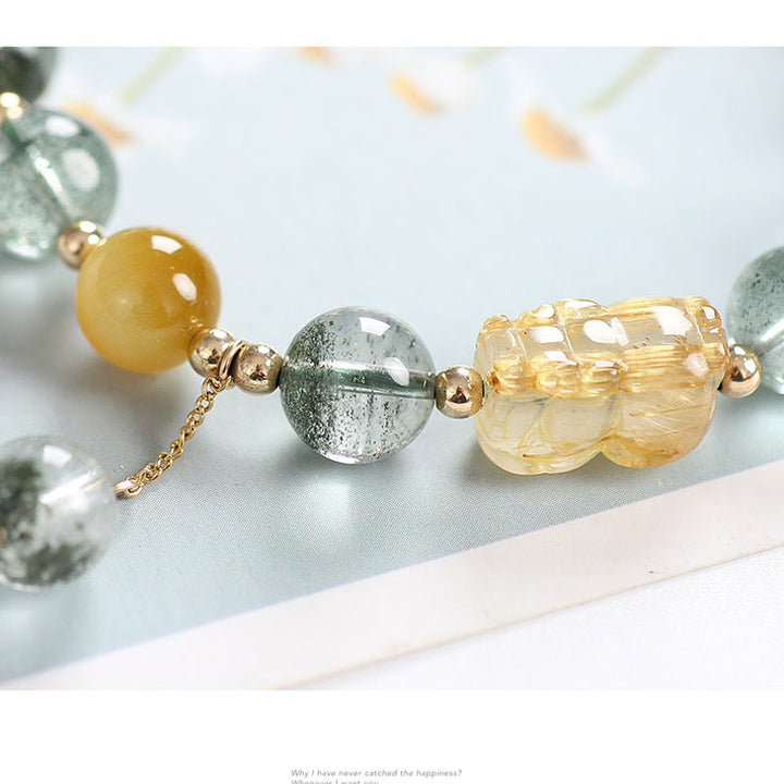 Armband Citrin Pixiu mit Perlen und Natursteinen elegant.