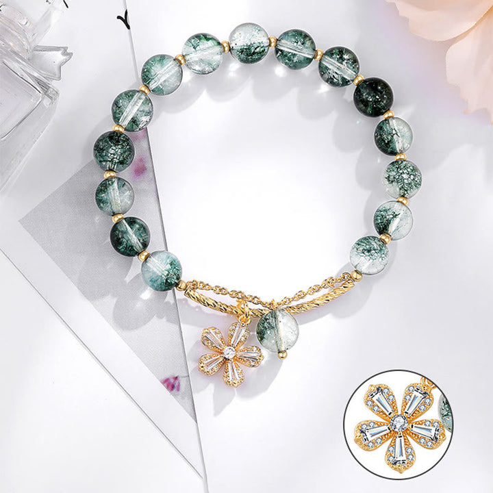 Armband Grün Phantom Kristall Selbstvertrauen Flatlays goldfarbene Verschlüsse elegantes Design