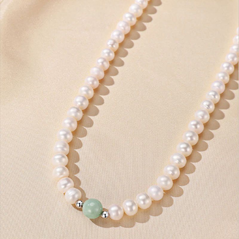 Perle Kette Jade Qualität glänzend Natur