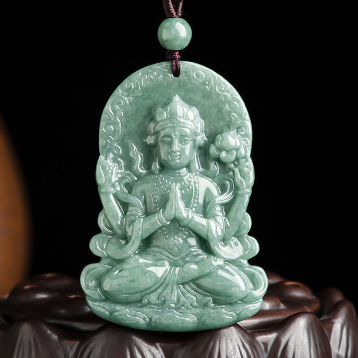 Kette grüne Jade Avalokitesvara Natur Segen