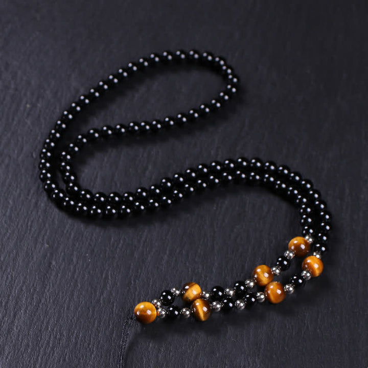 Obsidian Kette Anhänger Bagua Stein
