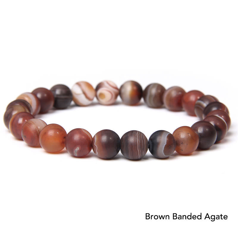 Braunes Achat Armband Kristall Perlen Naturstein elastisch Armreif