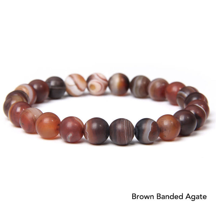 Braunes Achat Armband Kristall Perlen Naturstein elastisch Armreif