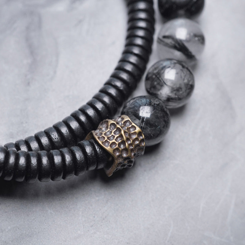Armband Kupfer Ebenholz Paar – Energie Perlen Naturstein elegant kombiniert