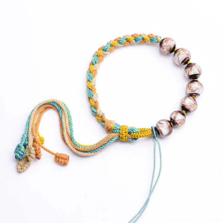 Armband bunt Liuli Glas Perle Glück mit Quasten elastisch.