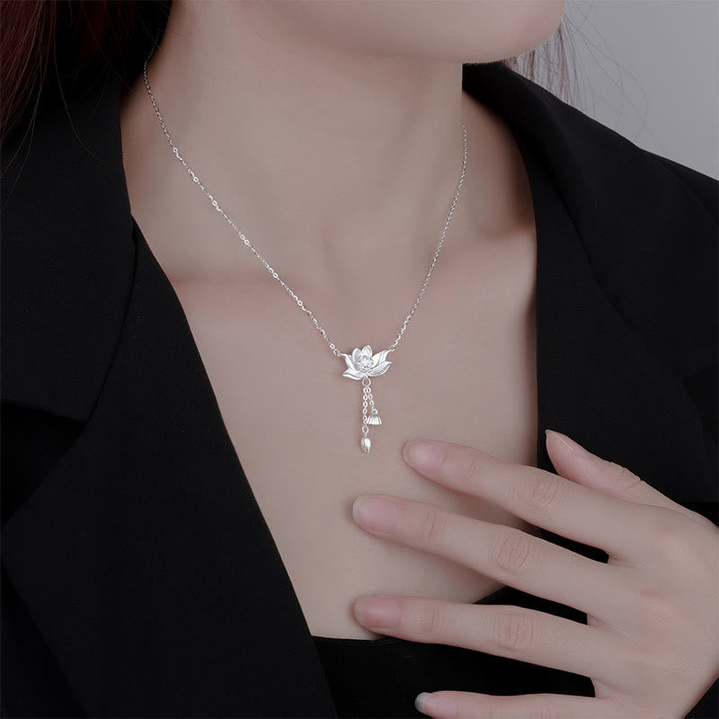 Kette Sterlingsilber Lotus Blume Erleuchtung Anhänger