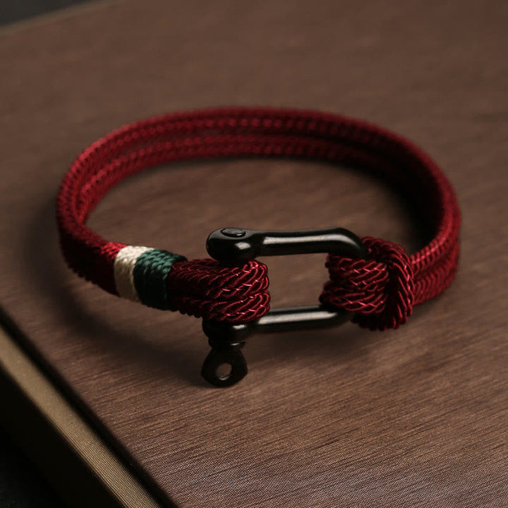 Rotes Armband Glück Stainless Stahl – Glück Seil Karabiner Verschluss