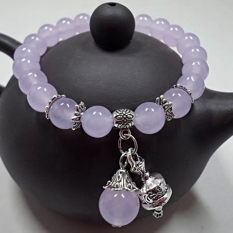 Lavendel Kristall Armband mit silbernen Charmen Energie