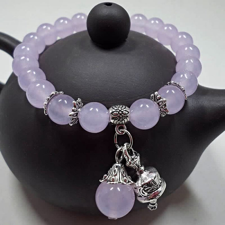 Lavendel Kristall Armband mit silbernen Charmen Energie