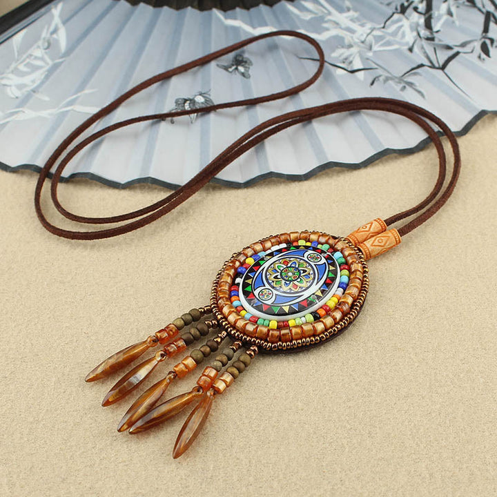 Kette, Mandala, Perlen, Buddha-Anhänger, Kreativität, Boho