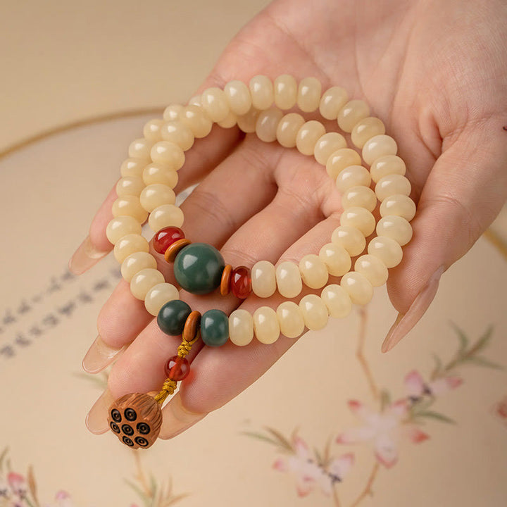 Armband Bodhi Lotus – Frieden Balance Perlen Naturstein elegant Hand