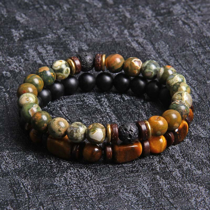 Armband 2er Set Tigerauge Kaiserstein Heilstein