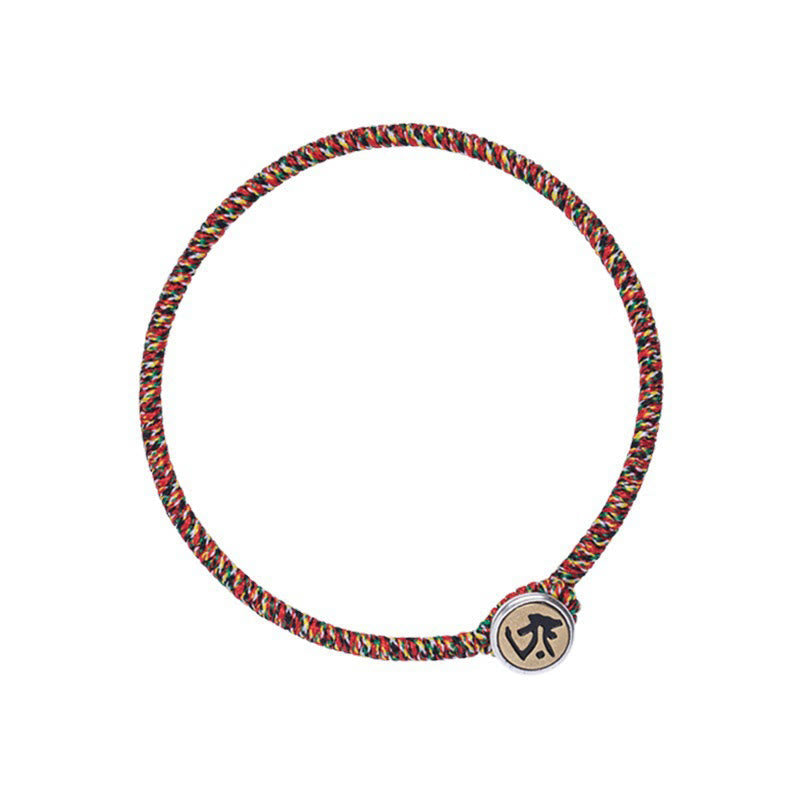 Buntes Armband mit chinesischem Tierkreis Charm elastisch geflochten