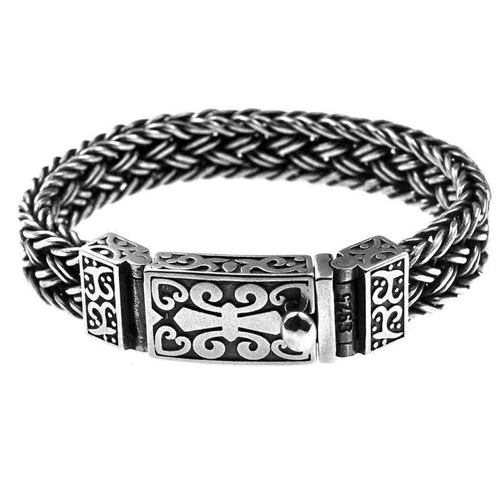 Geflochtenes Silber Armband – Heilung Harmonie mit Ornament Verschluss