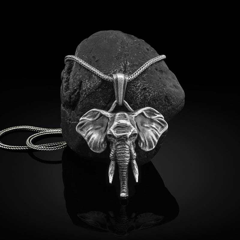 Kette Titanstahl Elefant Stärke Silber Anhänger
