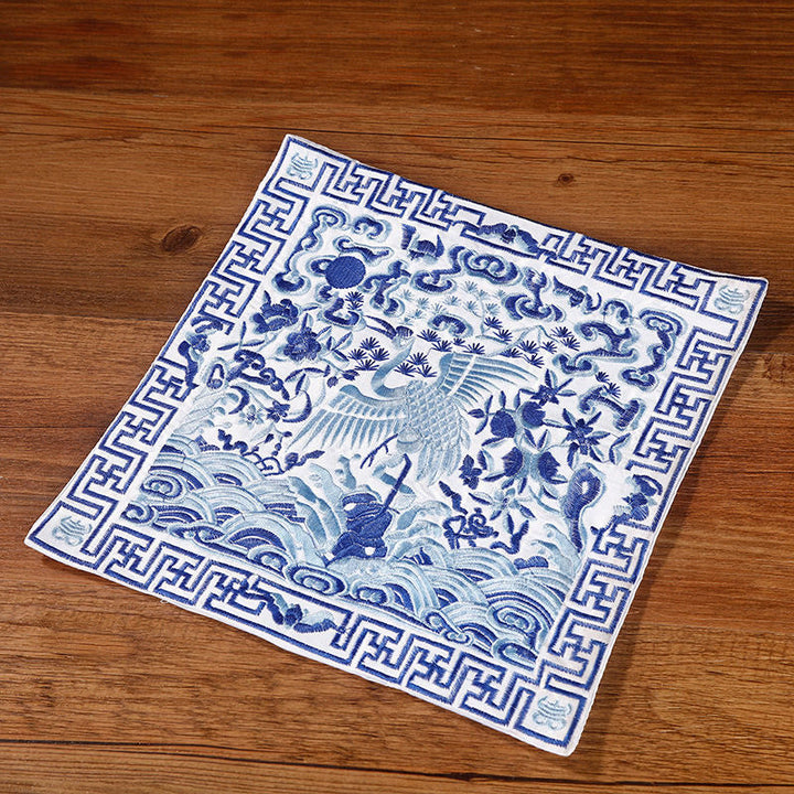Tee Untersetzer Kranich Phönix Drache Kirin Blau-Weißer Kranich