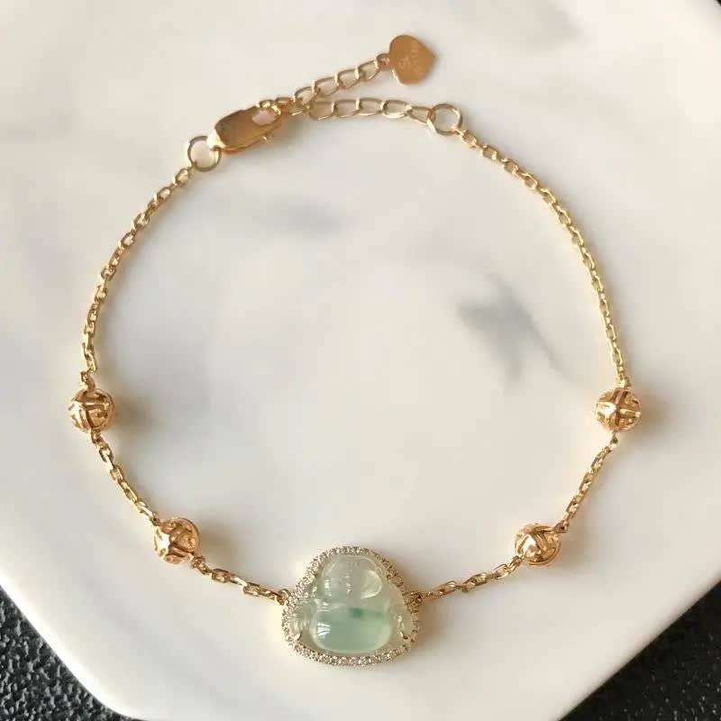Armband Lachender Buddha Jade - Wohlstand Fülle