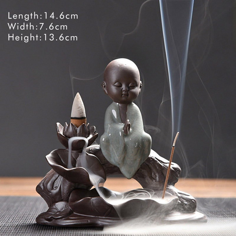 Räucherstäbchenhalter Mönch Lotus Keramik Betender kleiner Mönch