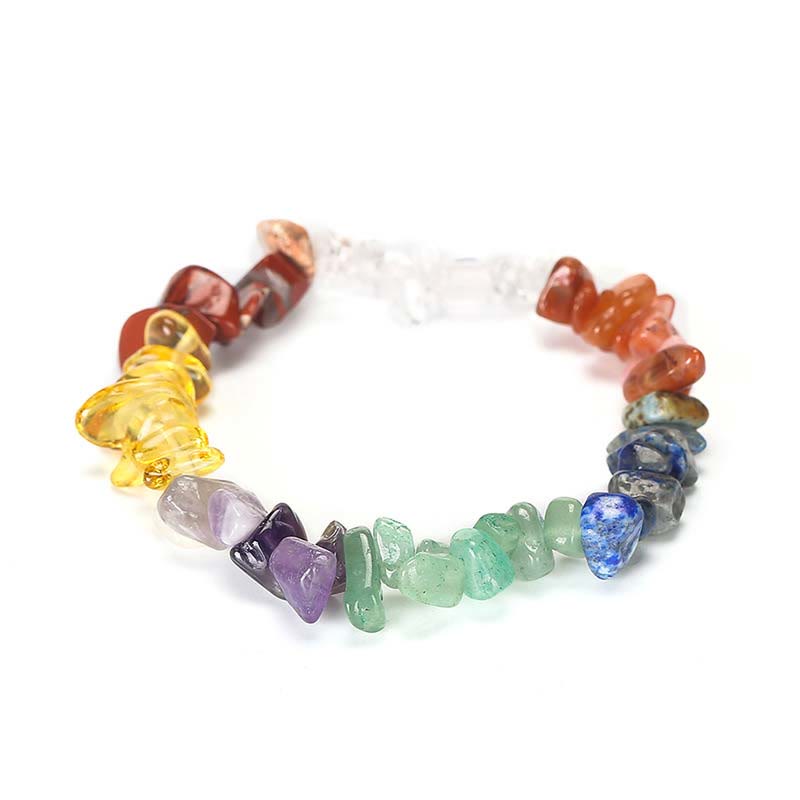 Chakra Armband Kristall Wärme mit bunten Natursteinen elastisch.